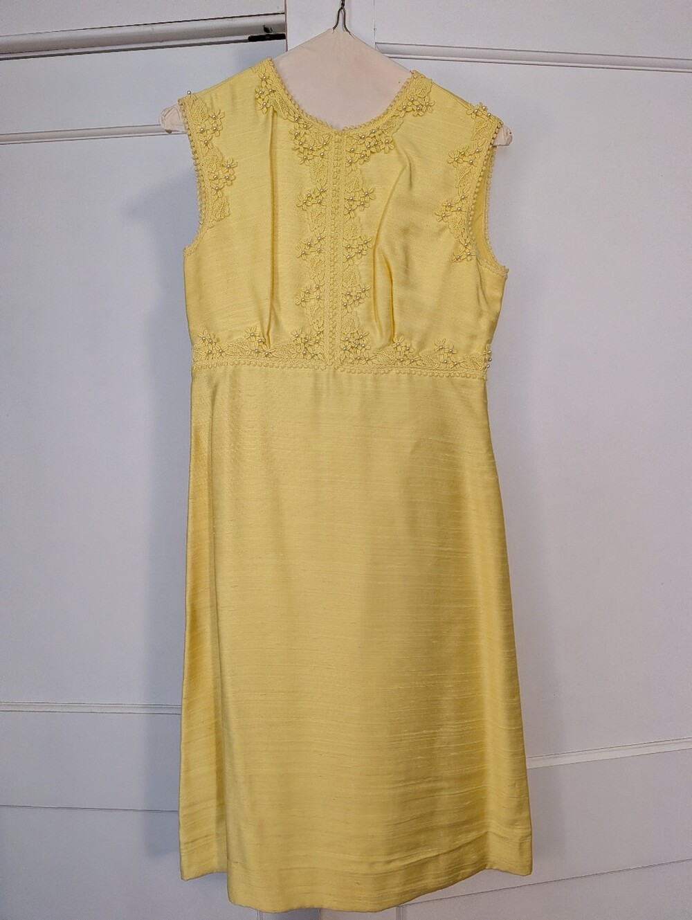 Vintage Sylvia Ann Yellow Silk Midi Dress